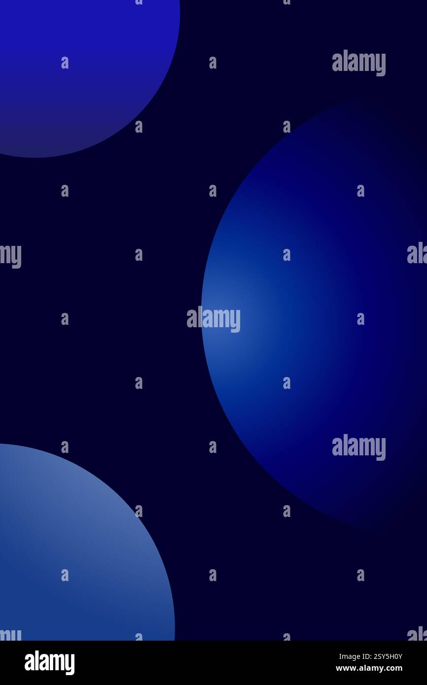 Abstract dark blue background with smooth gradient shapes and spheres ...