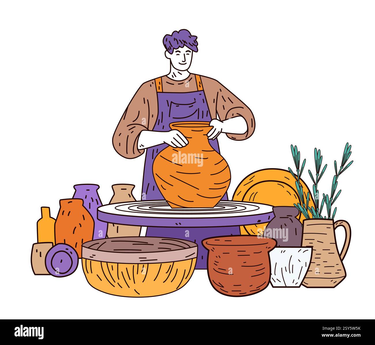 Glaze technique on pottery Stock Vector Images - Alamy