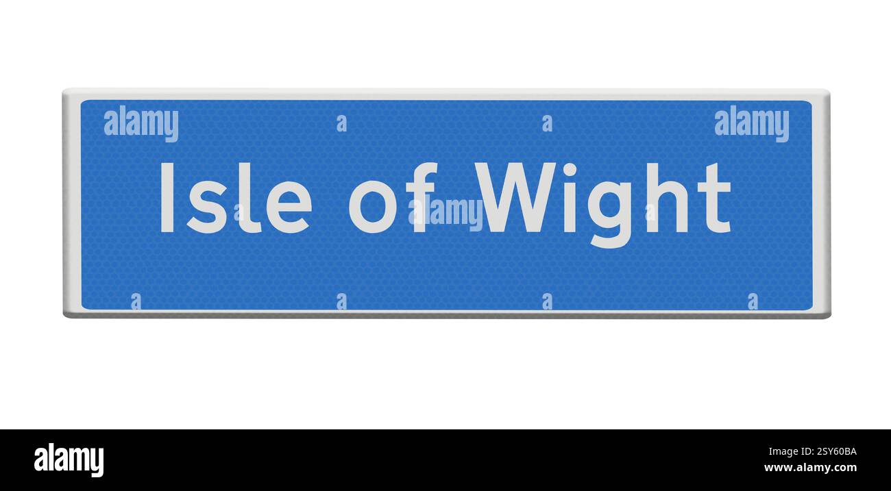 Digital composite. Blue city road sign island Isle of Wight place ...
