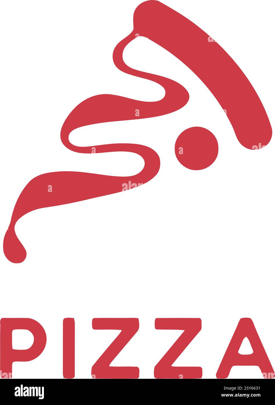 Minimalist Pizza Symbol with Artistic Red Shapes Stock Vector Image