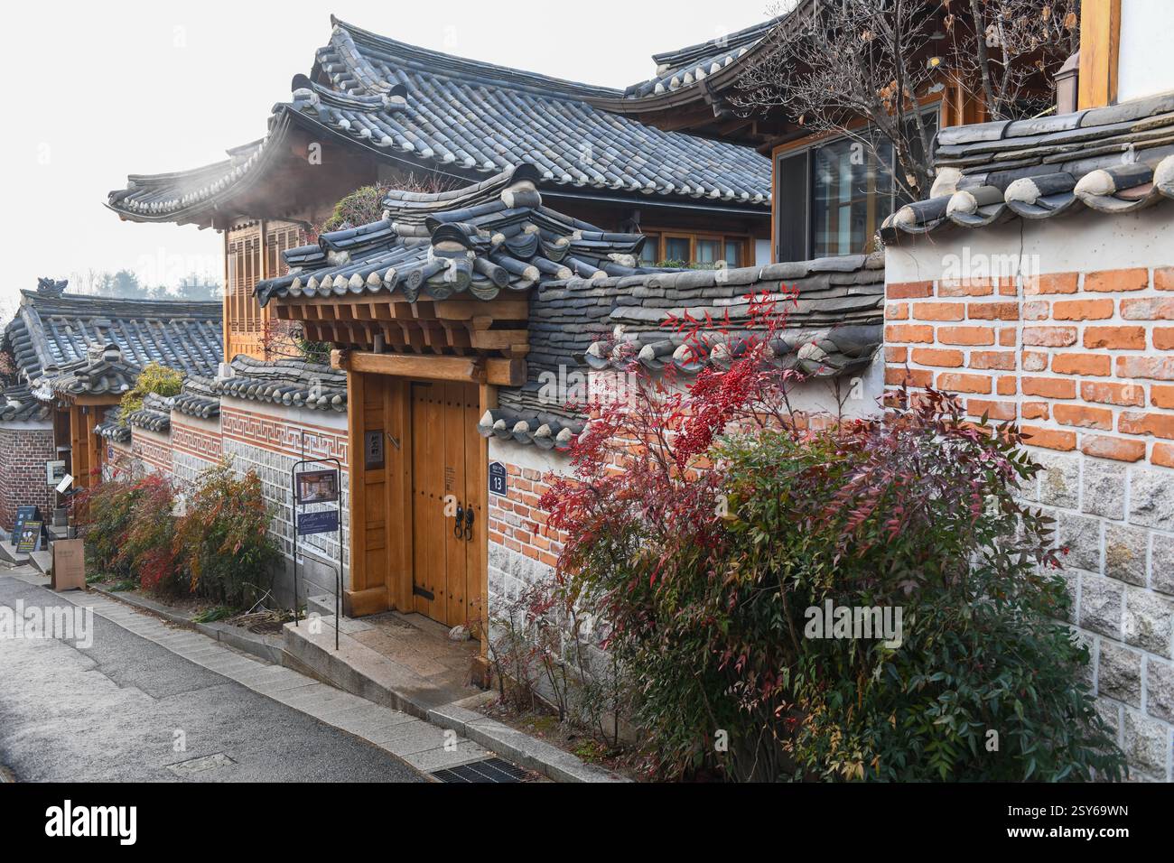View at the Bukchon Hanok village on Seoul in South Korea Stock Photo ...