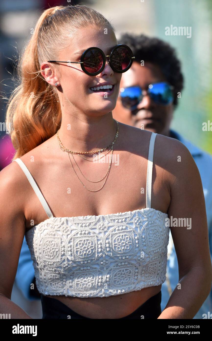 Model Nina Agdal walks in Coney Island on August 28 2016 in New York ...
