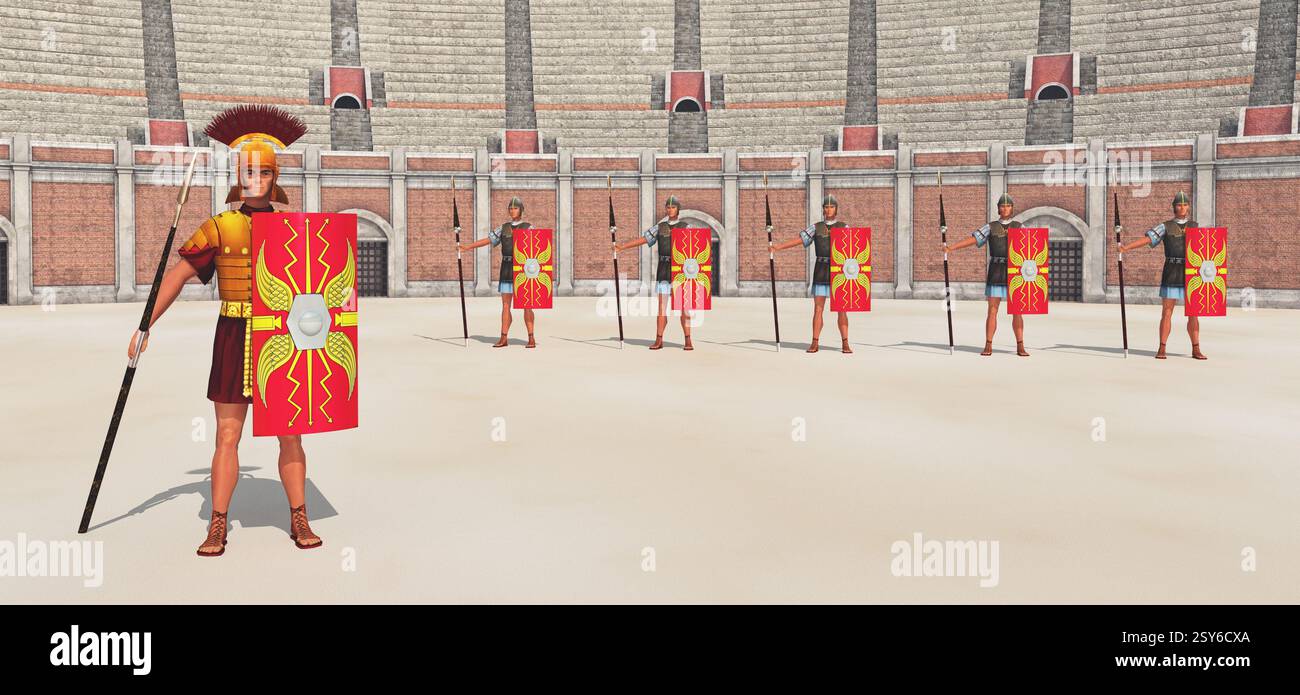 Century Rome Centurion and legionaries in the Colosseum in ancient Rome Stock Photo ...