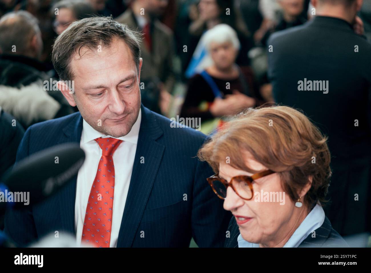 European Commissioner for Agriculture and Rural Development, Christophe Hansen and looks on