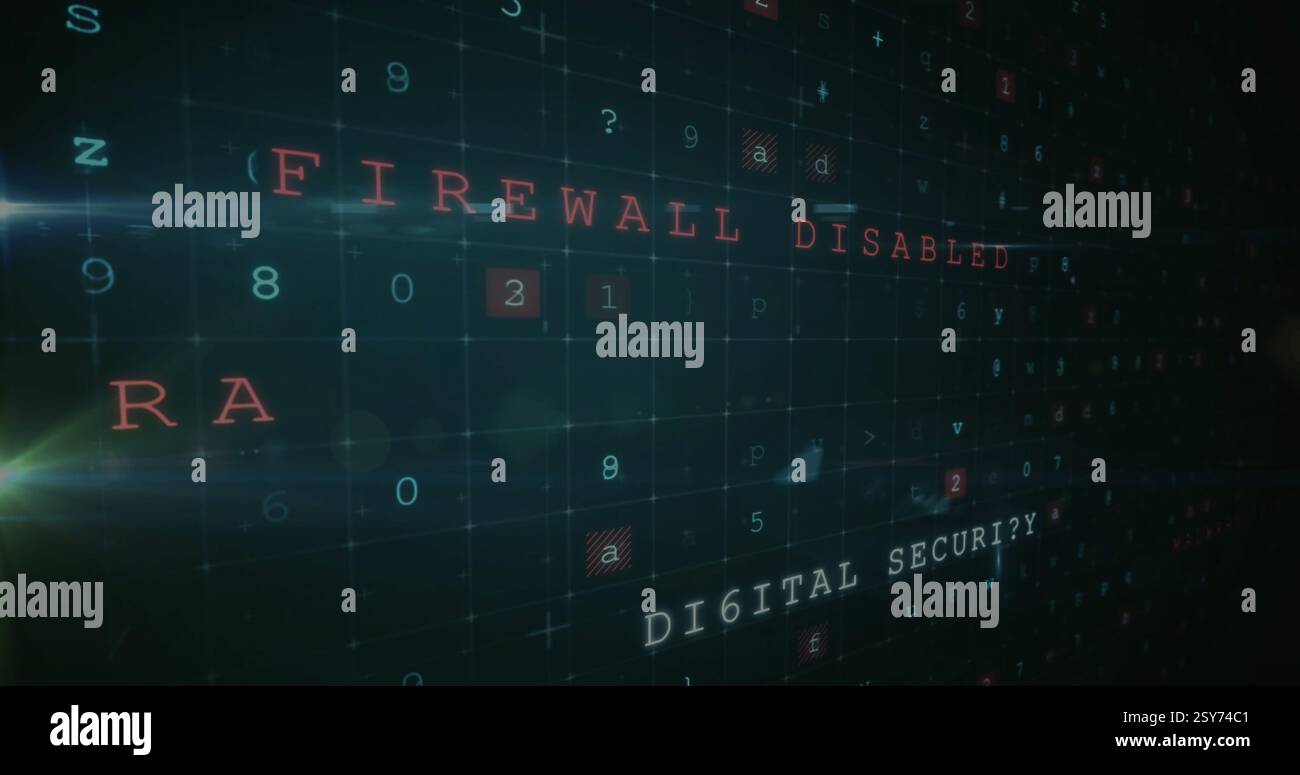 Image of virus warning text and data processing over dark background Stock Photo
