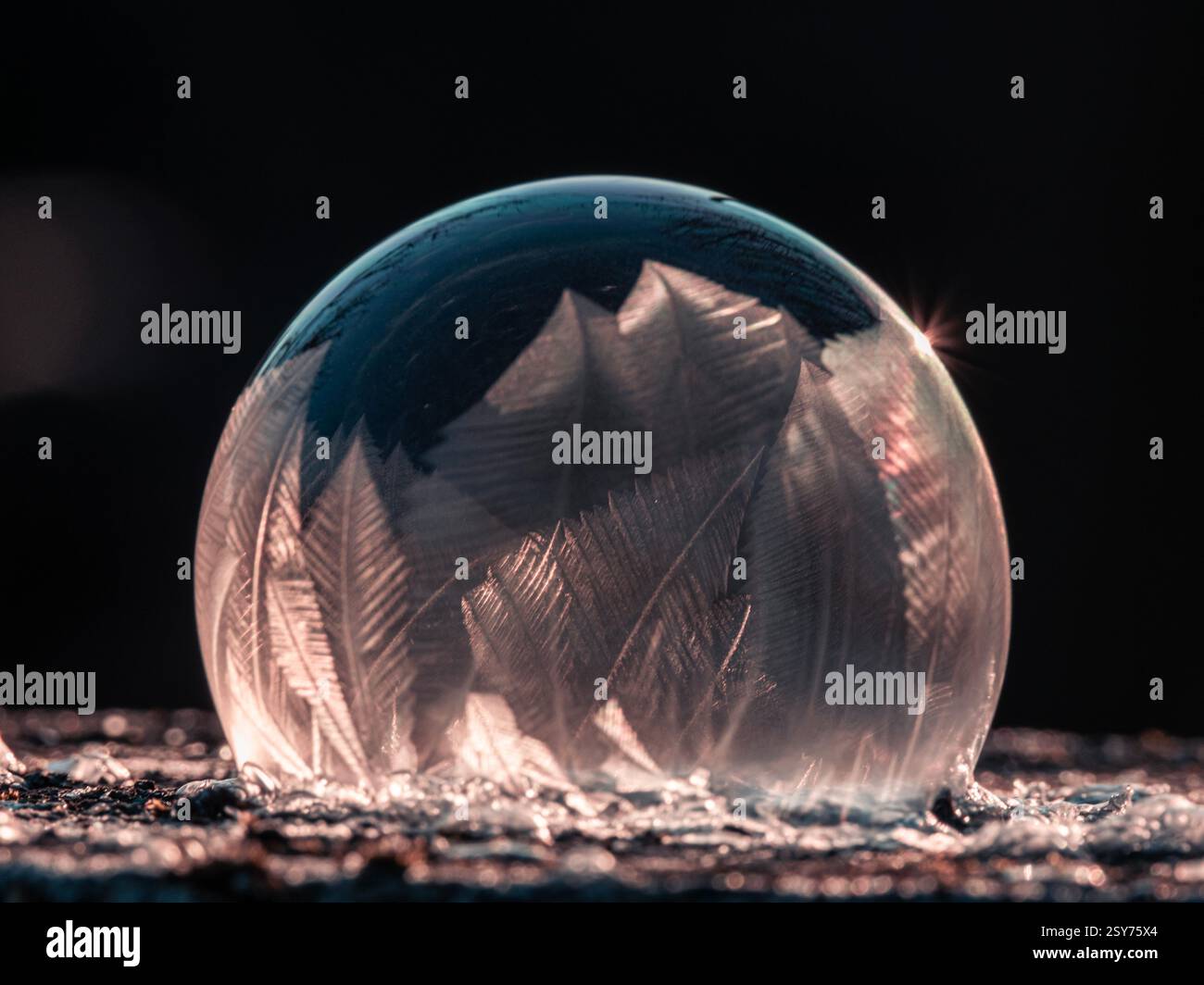 The bubble enclosed in ice Stock Photo
