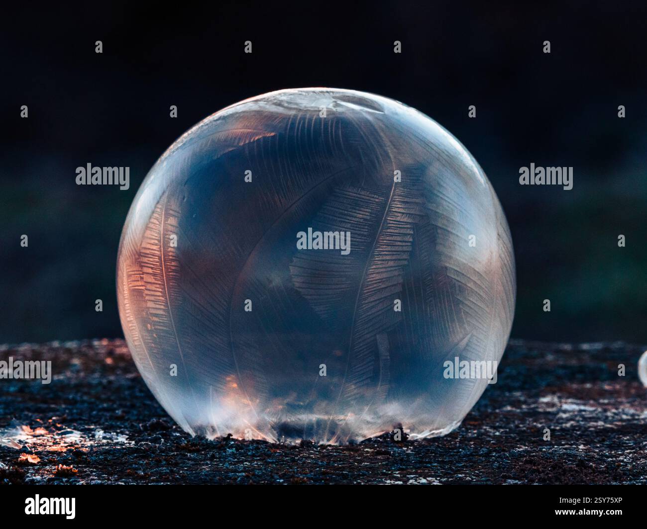 The bubble enclosed in ice Stock Photo