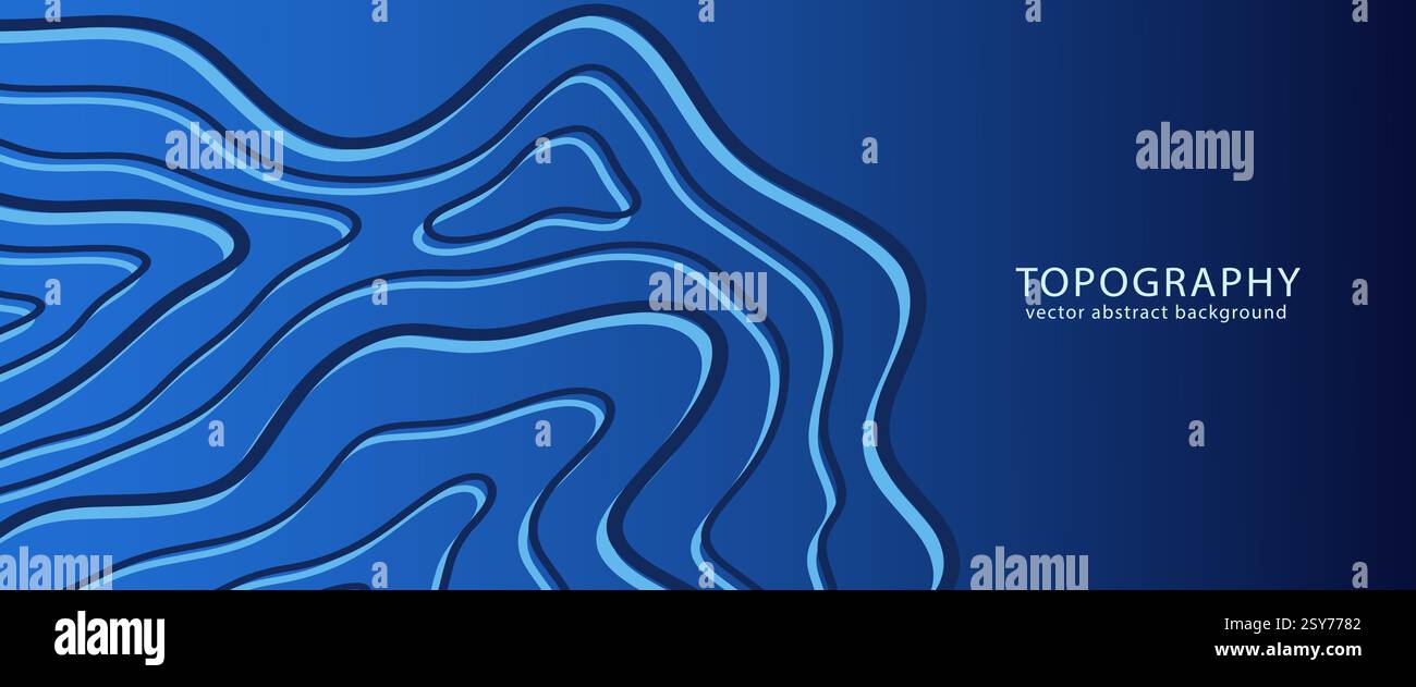 Blue waves futuristic abstract topography background Stock Vector