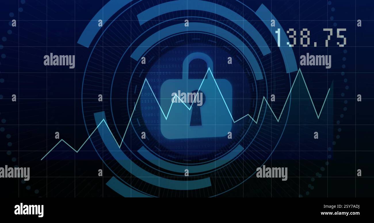 Image of diagram and data processing over padlock Stock Photo - Alamy