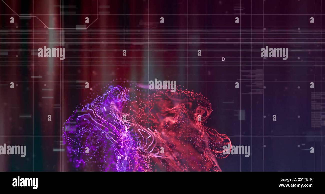 Image of data processing over colourful shapes Stock Photo