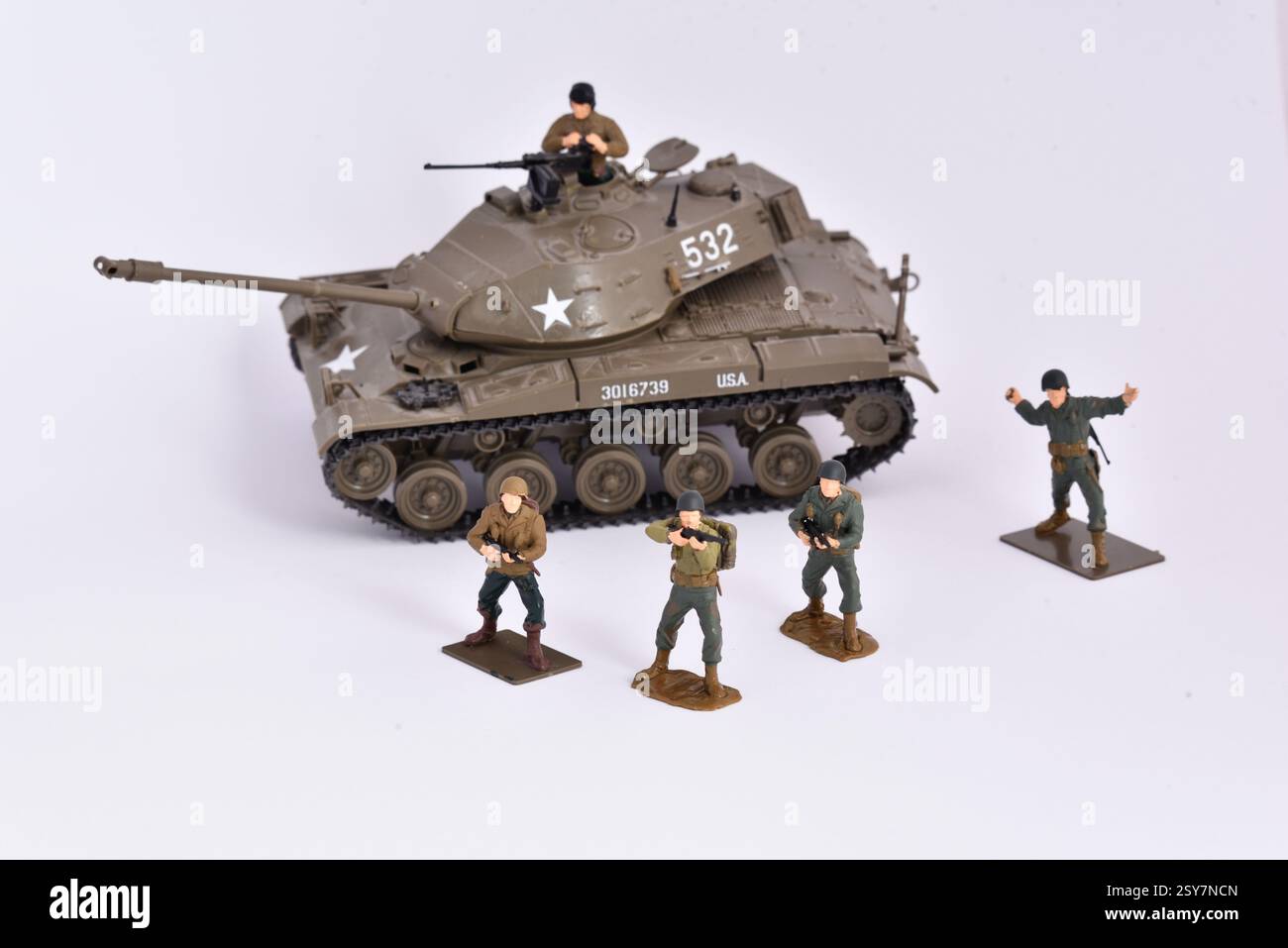 Handmade plastic toy, assembled, glued and painted. American infantry ...
