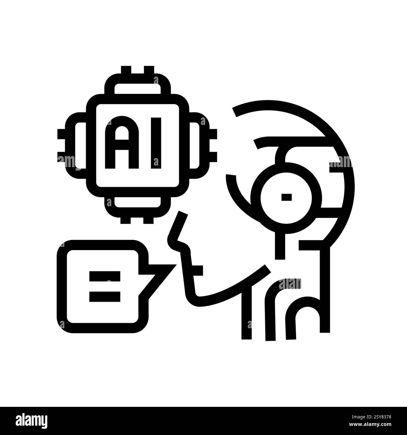 AI Agents black line icon Stock Vector