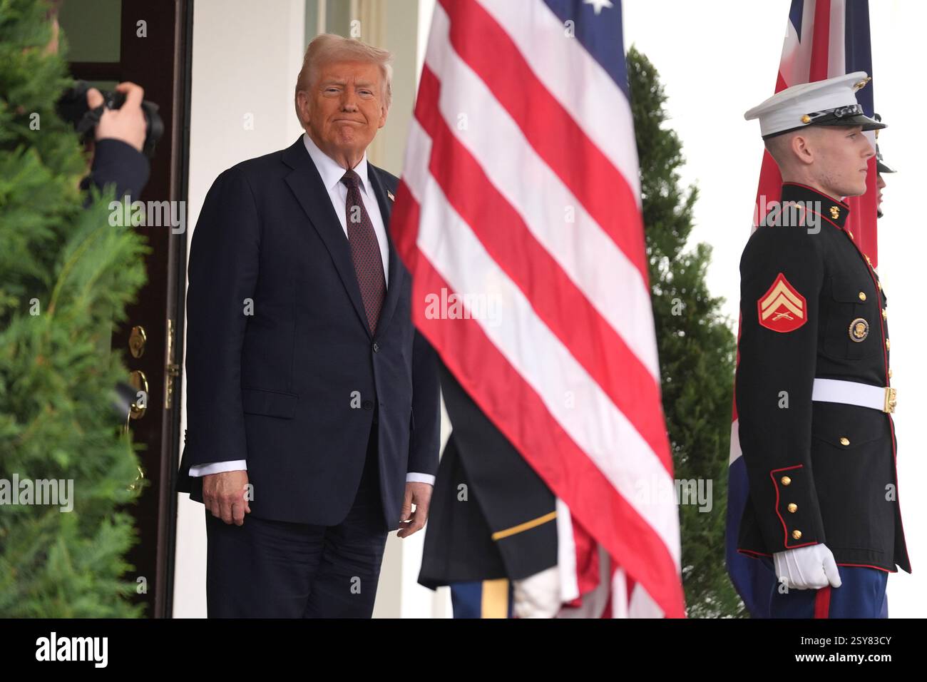 President Donald Trump Stands Before British Prime Minister Keir President Donald Trump Stands Before British Prime Minister Keir