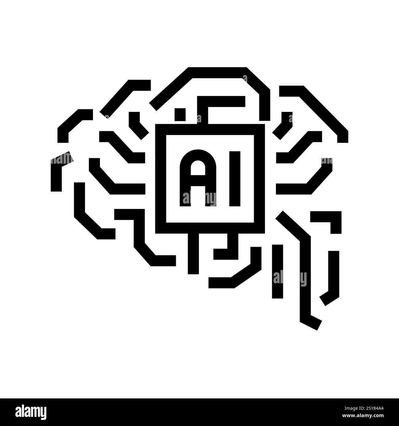 Artificial intelligence black line icon Stock Vector