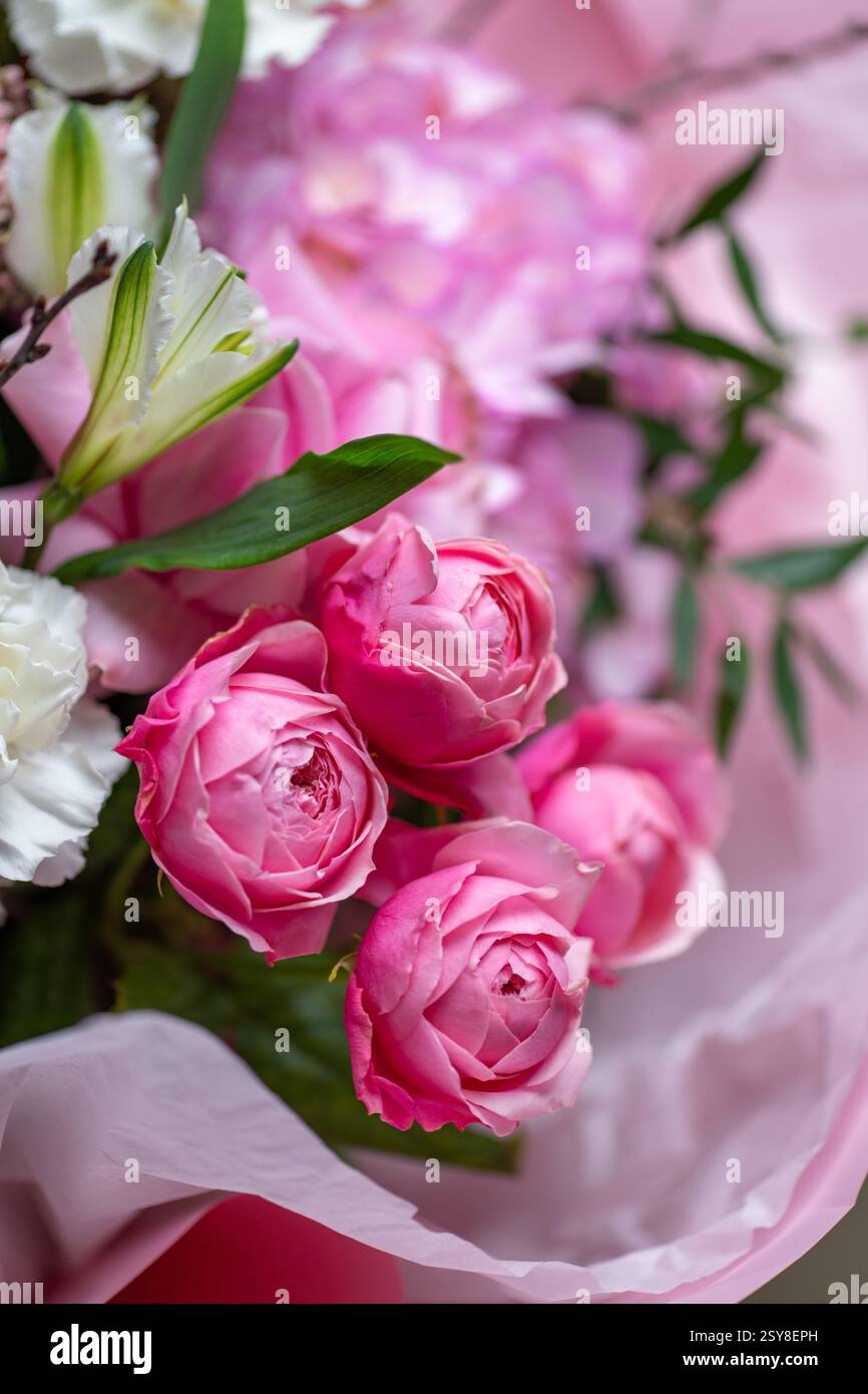 A Stunning Arrangement Featuring a Beautiful Bouquet of Pink and White ...