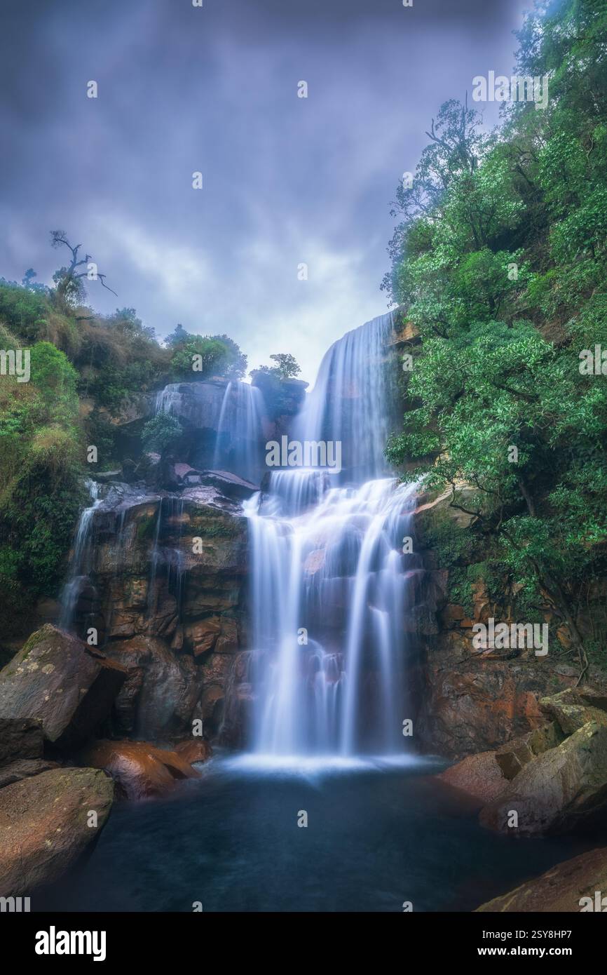 Meghalaya, India : A beautiful waterfall named Prut taken from India on 16th July, 2023 Stock Photo