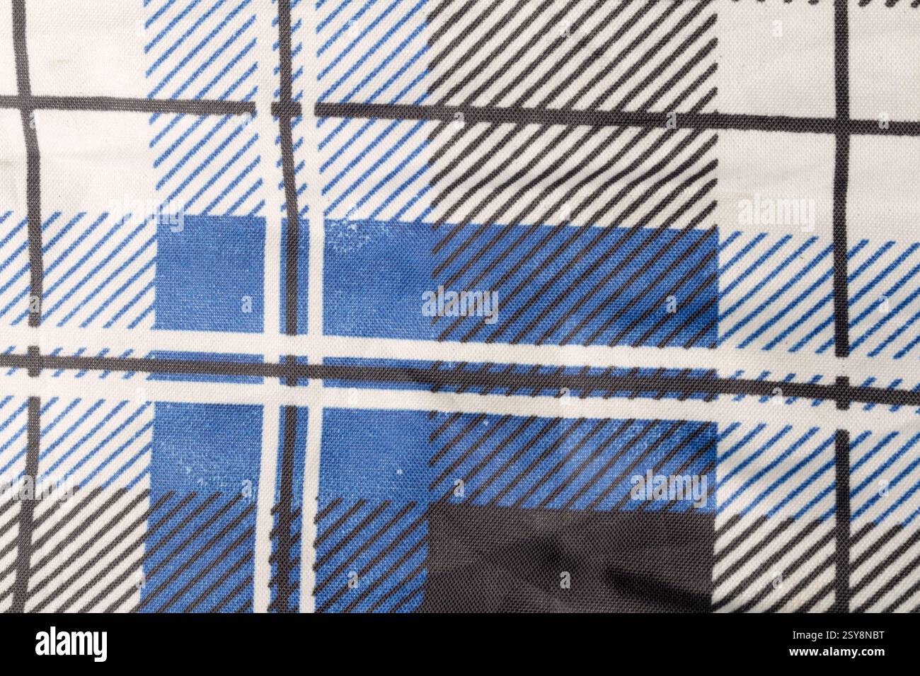 umbrella Plaid texture art closeup blue. Stock Photo