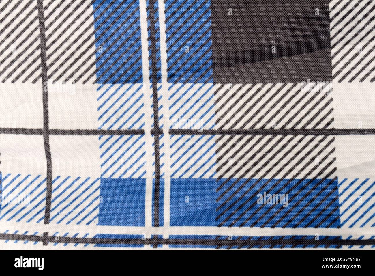 umbrella Plaid texture art closeup blue. Stock Photo