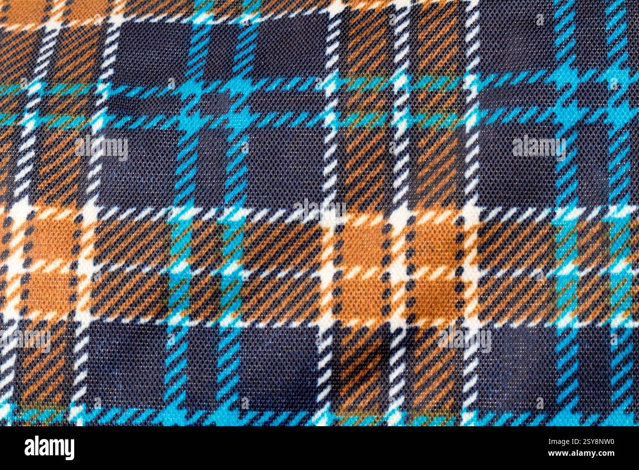 umbrella Plaid texture art closeup blue. Stock Photo