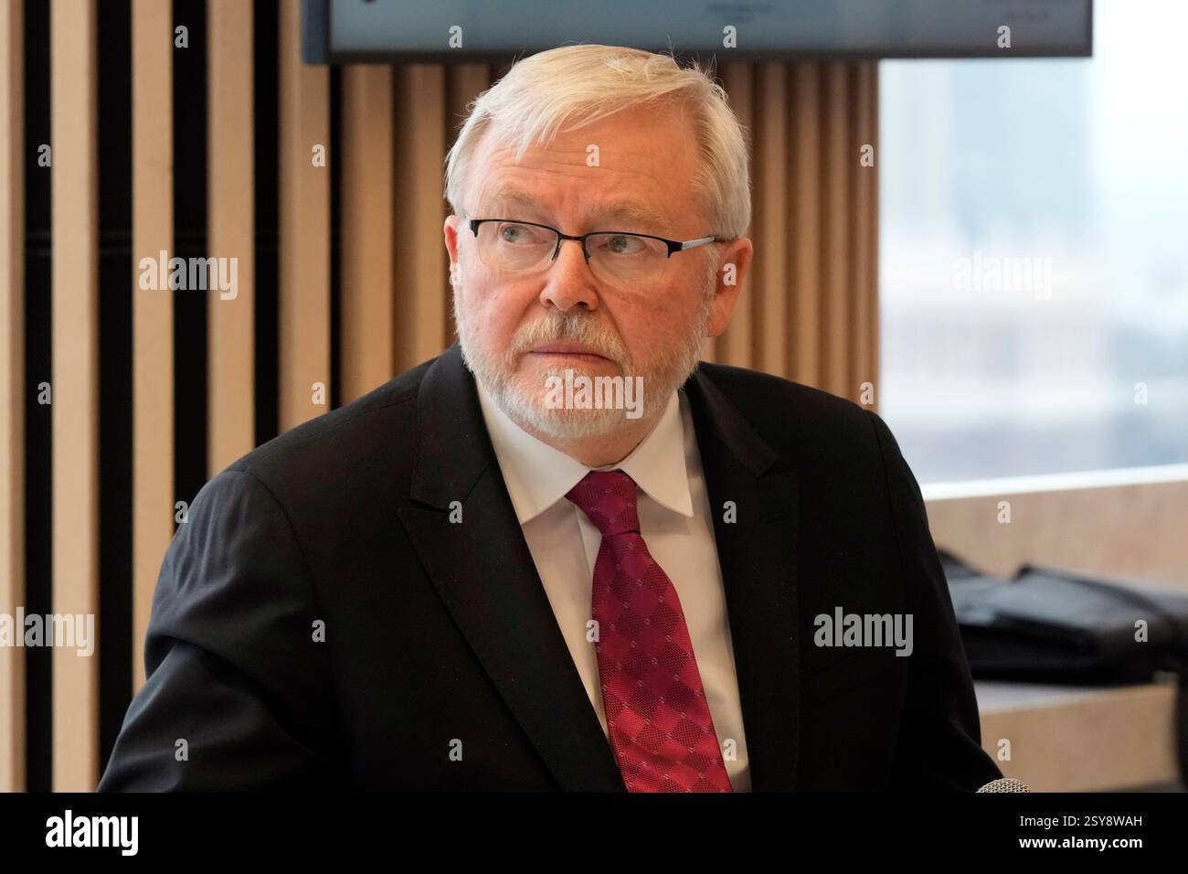 Australia Ambassador to the United States Kevin Rudd moderates a ...