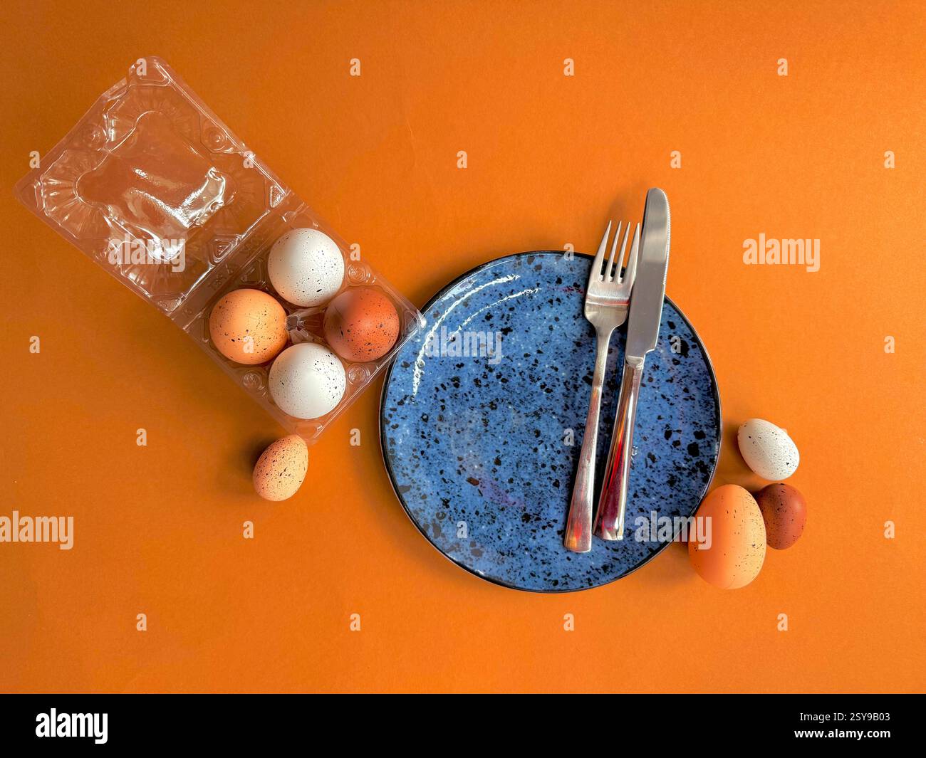Easter still life. Festive table place setting Stock Photo