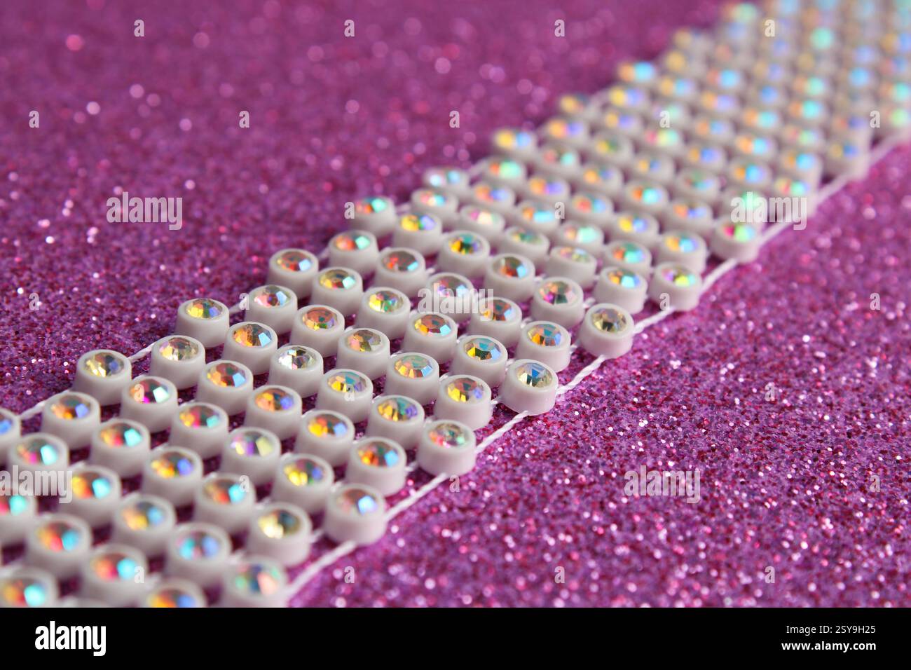 Decorative ribbon with color-changing crystals Stock Photo
