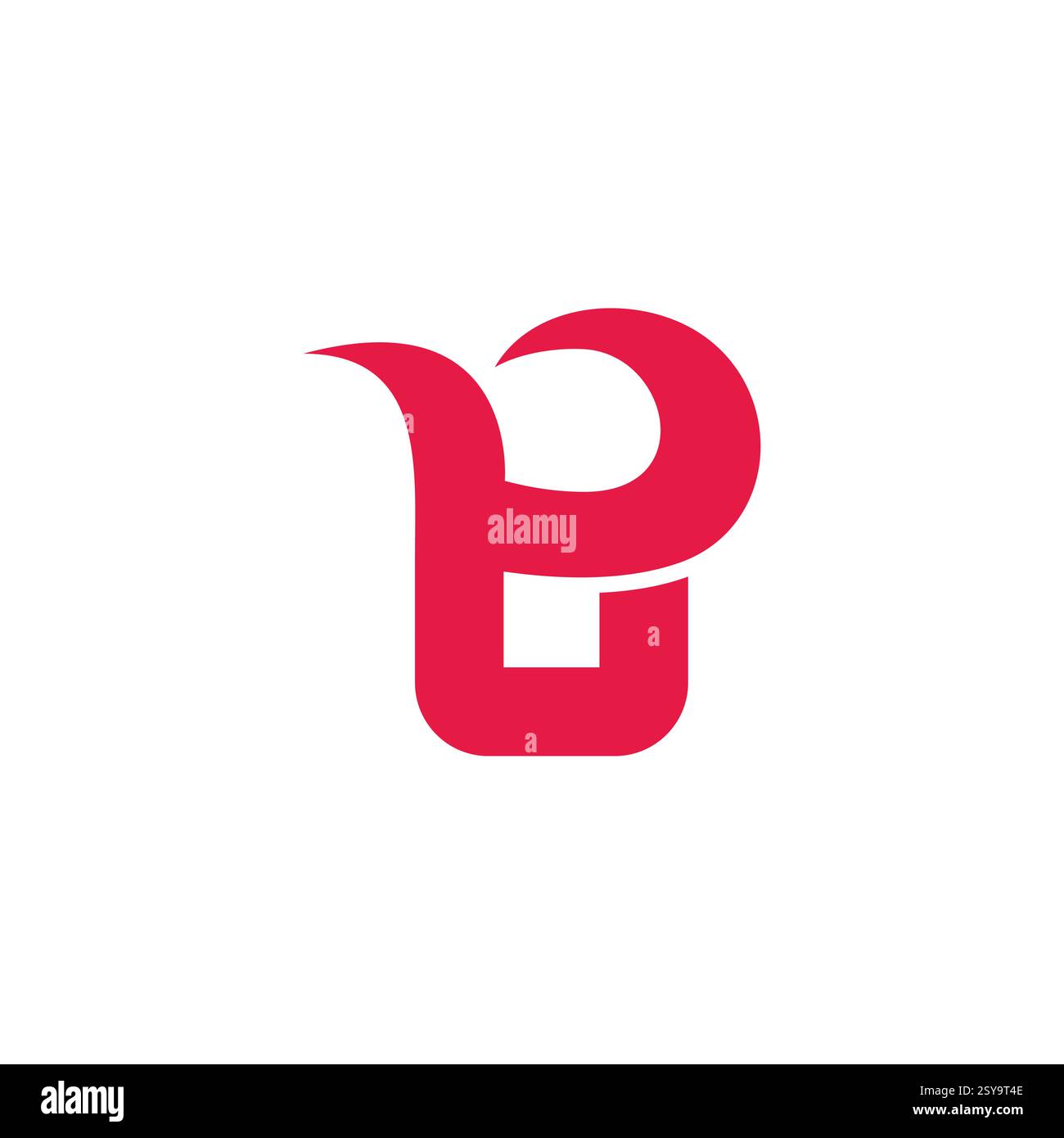 letter py red curves shape simple geometric logo vector Stock Vector