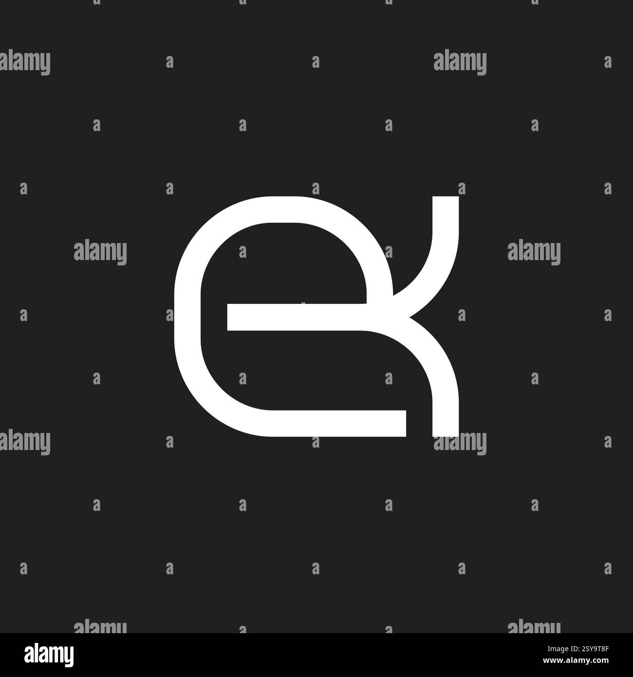 letters ke simple curves geometric linked logo vector Stock Vector