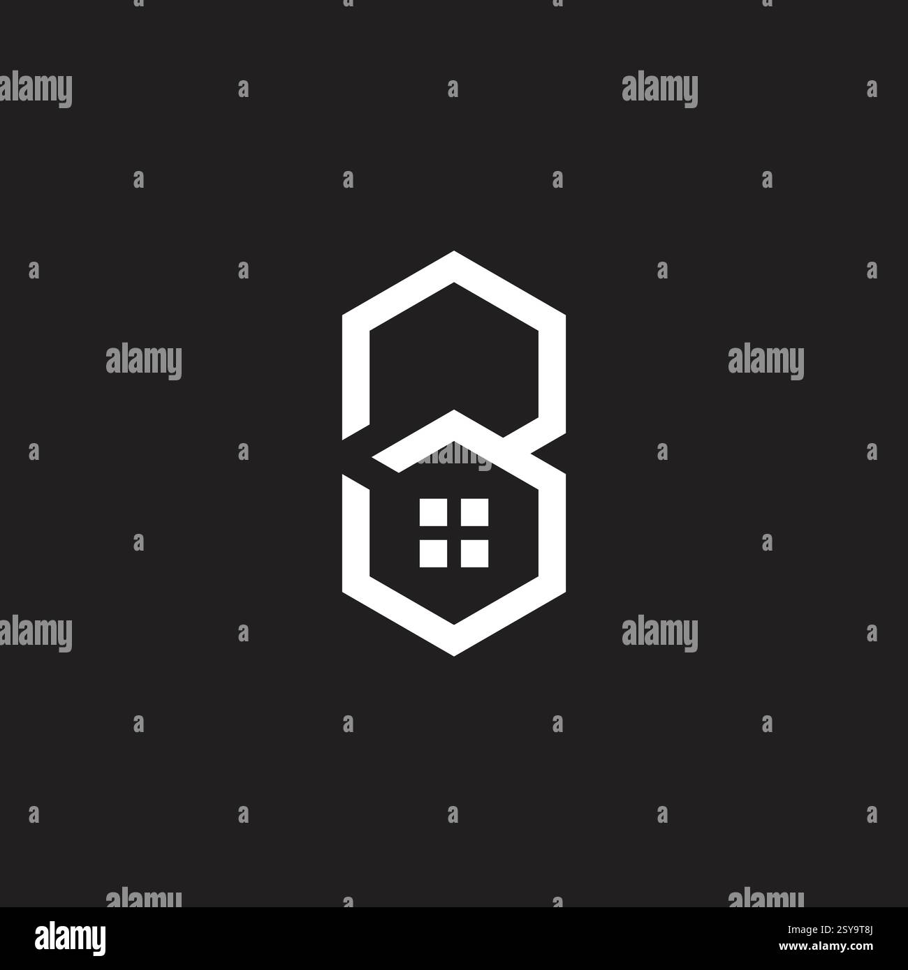 letters b hexagonal window house simple logo vector Stock Vector