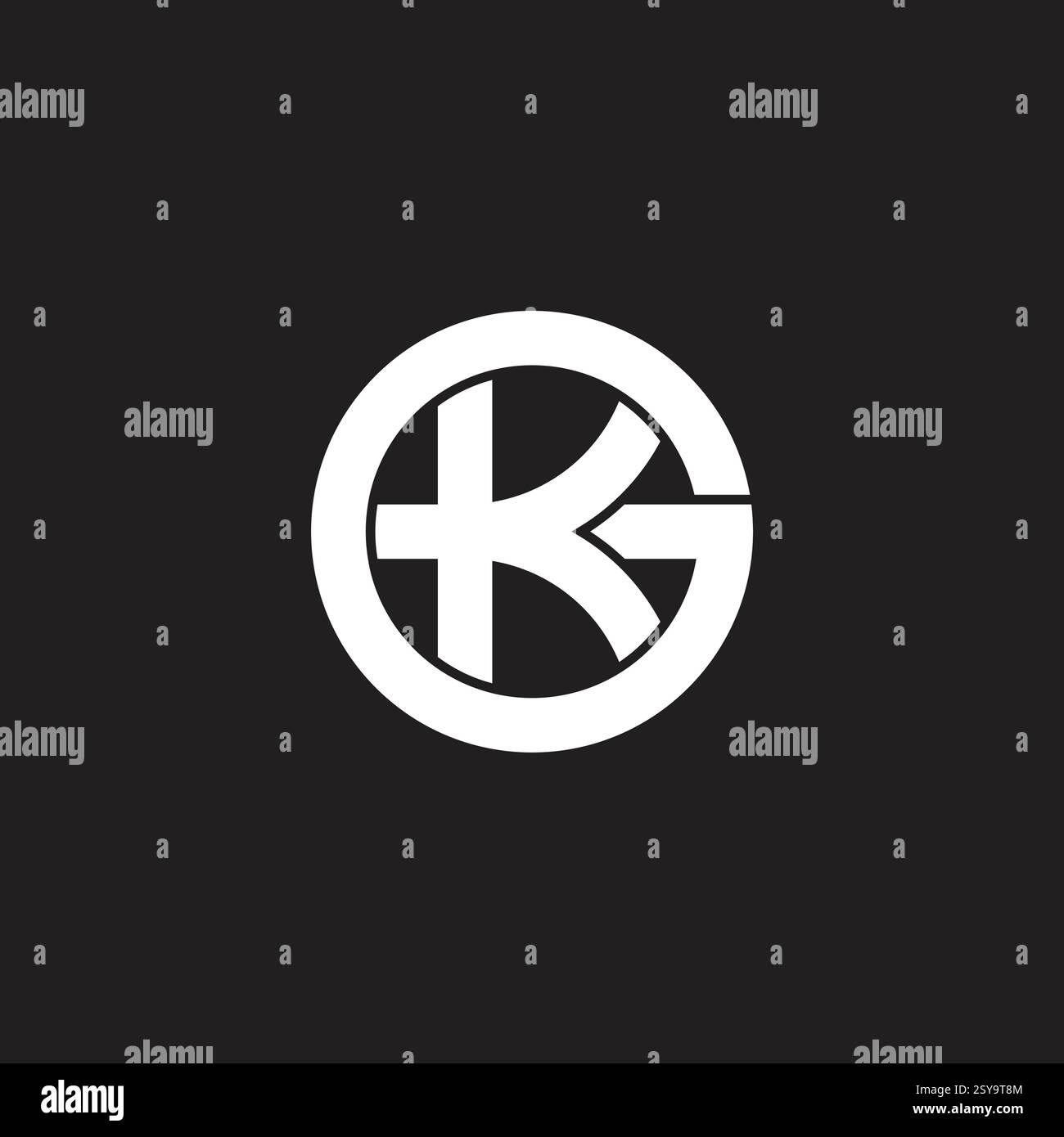 letters kg simple linked geometric round logo vector Stock Vector