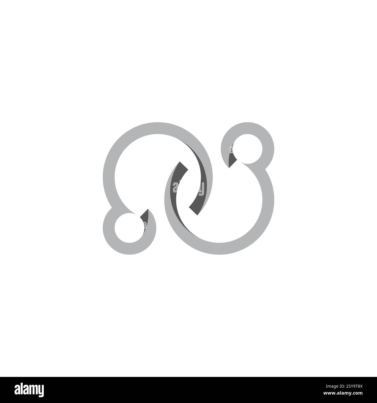 letter n cloud simple ribbon linked logo vector Stock Vector