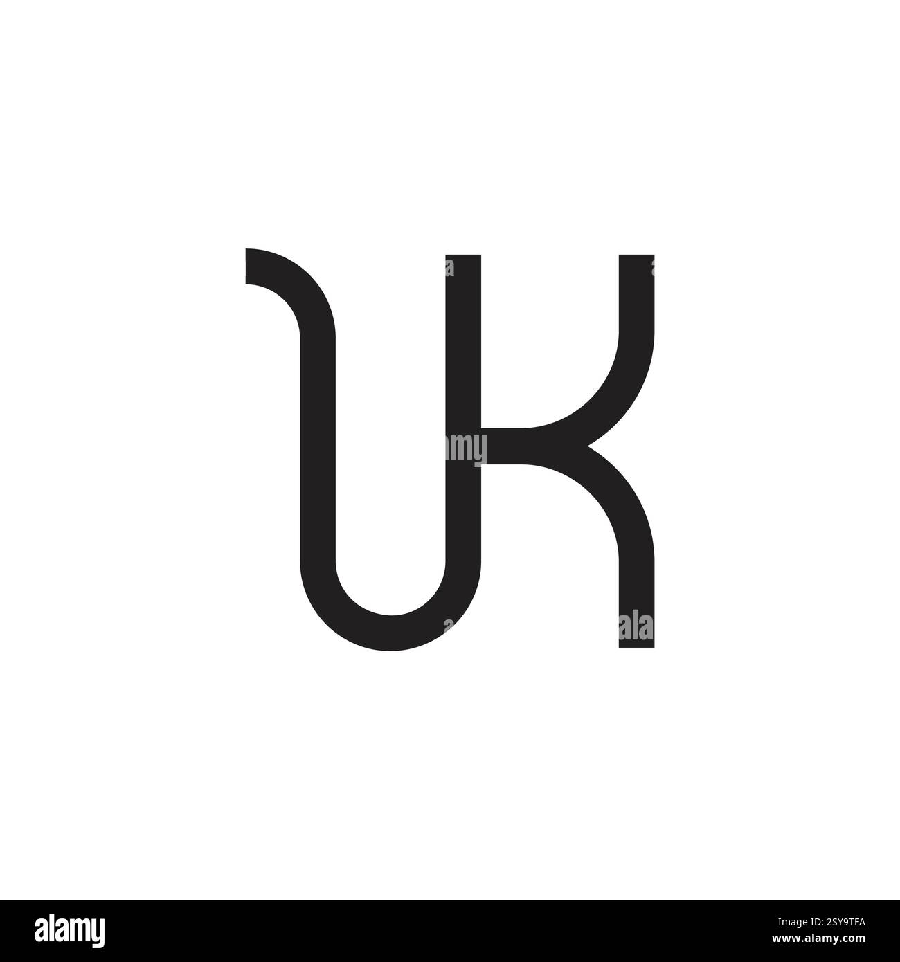letters uk simple curves geometric lines logo vector Stock Vector