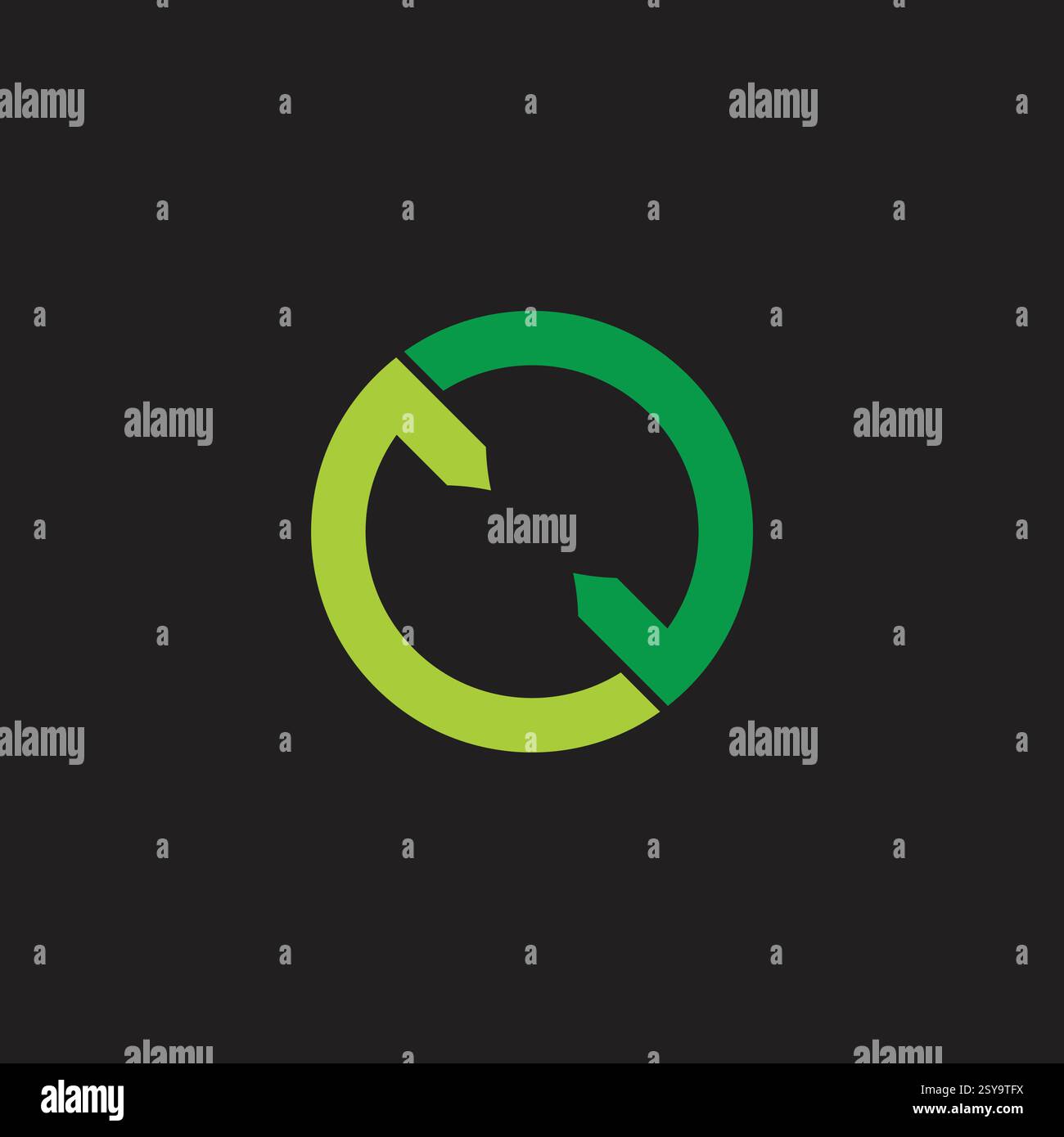 rotate green recycle arrow geometric line logo vector Stock Vector