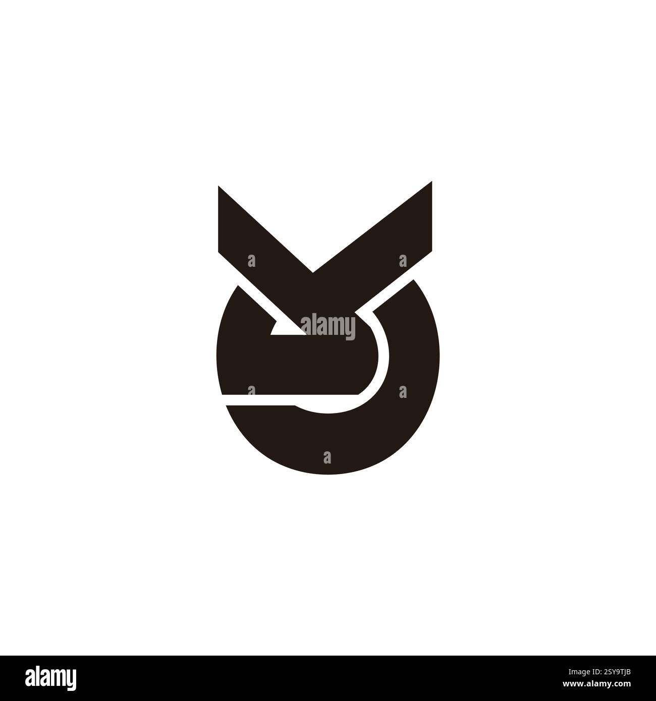 letters yo circles geometric black simple logo vector Stock Vector