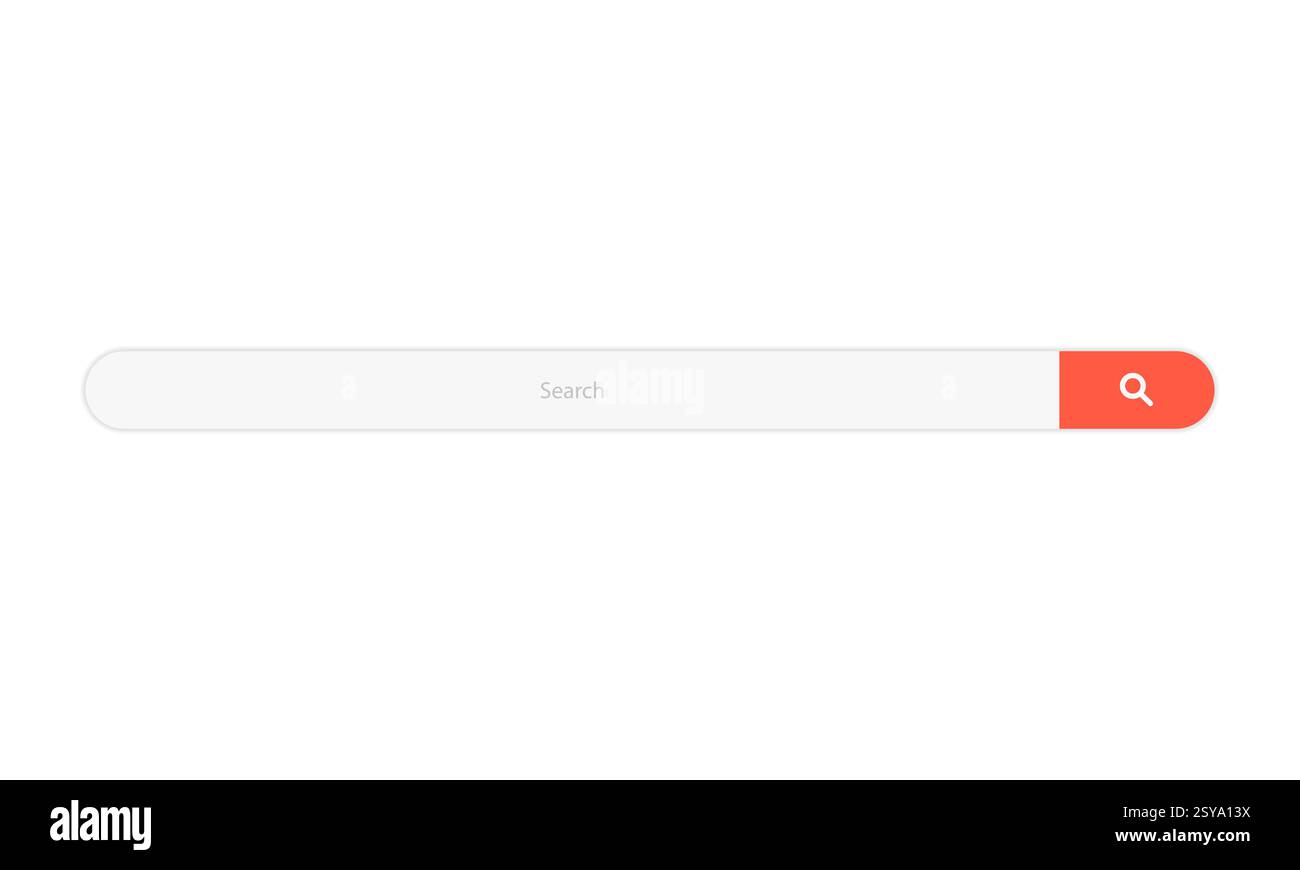 Clean and Simple Search Bar with a Red Search Button, Vector Illustration for Web Design and User Interface. Stock Vector