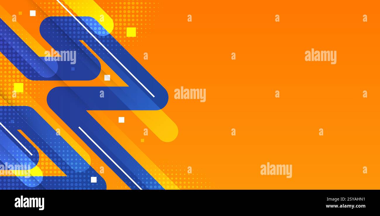 Blue and Orange Abstract Background with Dynamic Line Shapes Stock Vector