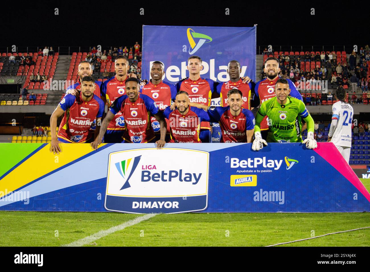 Pasto, Colombia. 25th Feb, 2025. Deportivo Pasto poses for the official ...