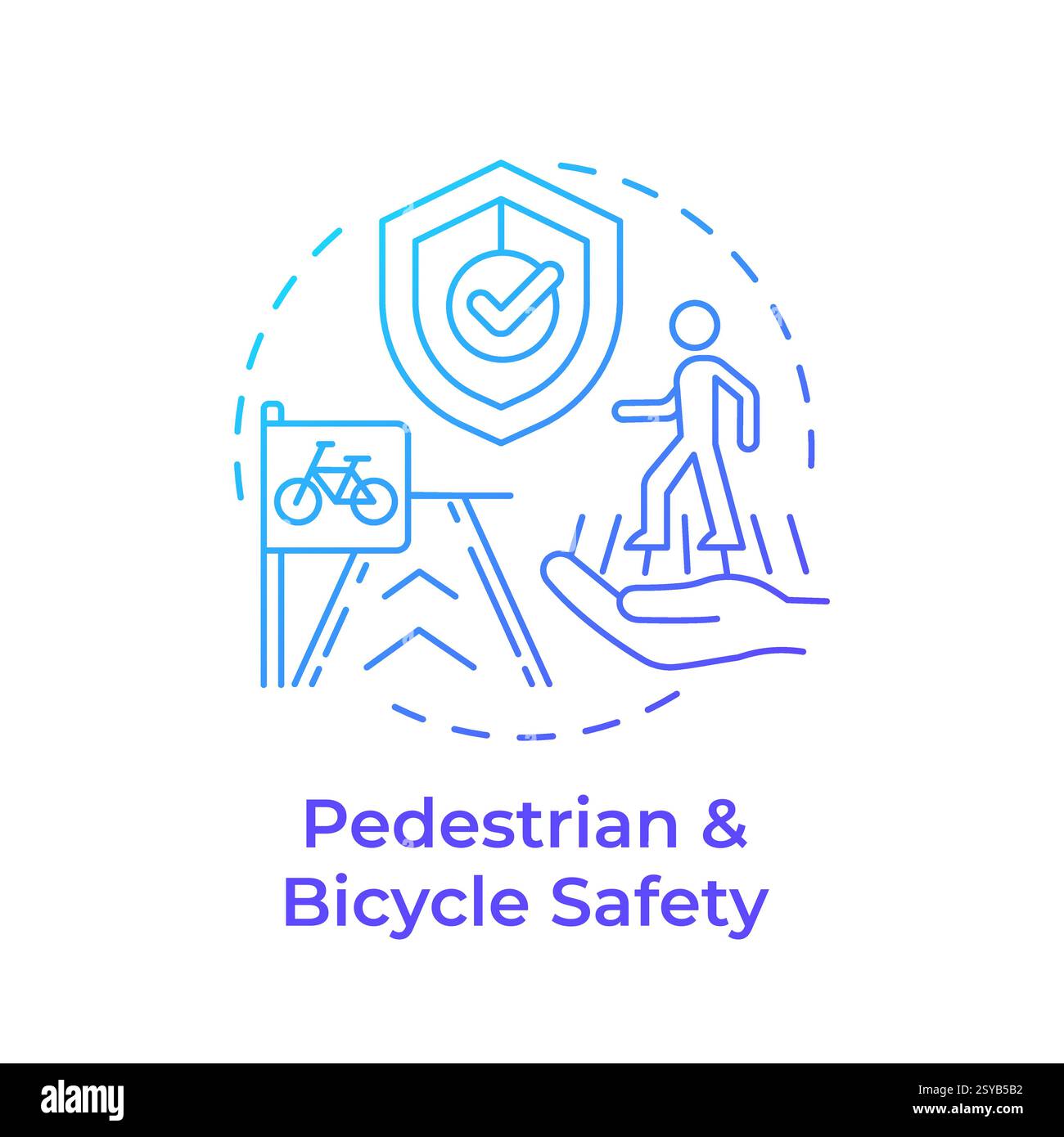 Pedestrian and bicycle safety blue gradient concept icon Stock Vector