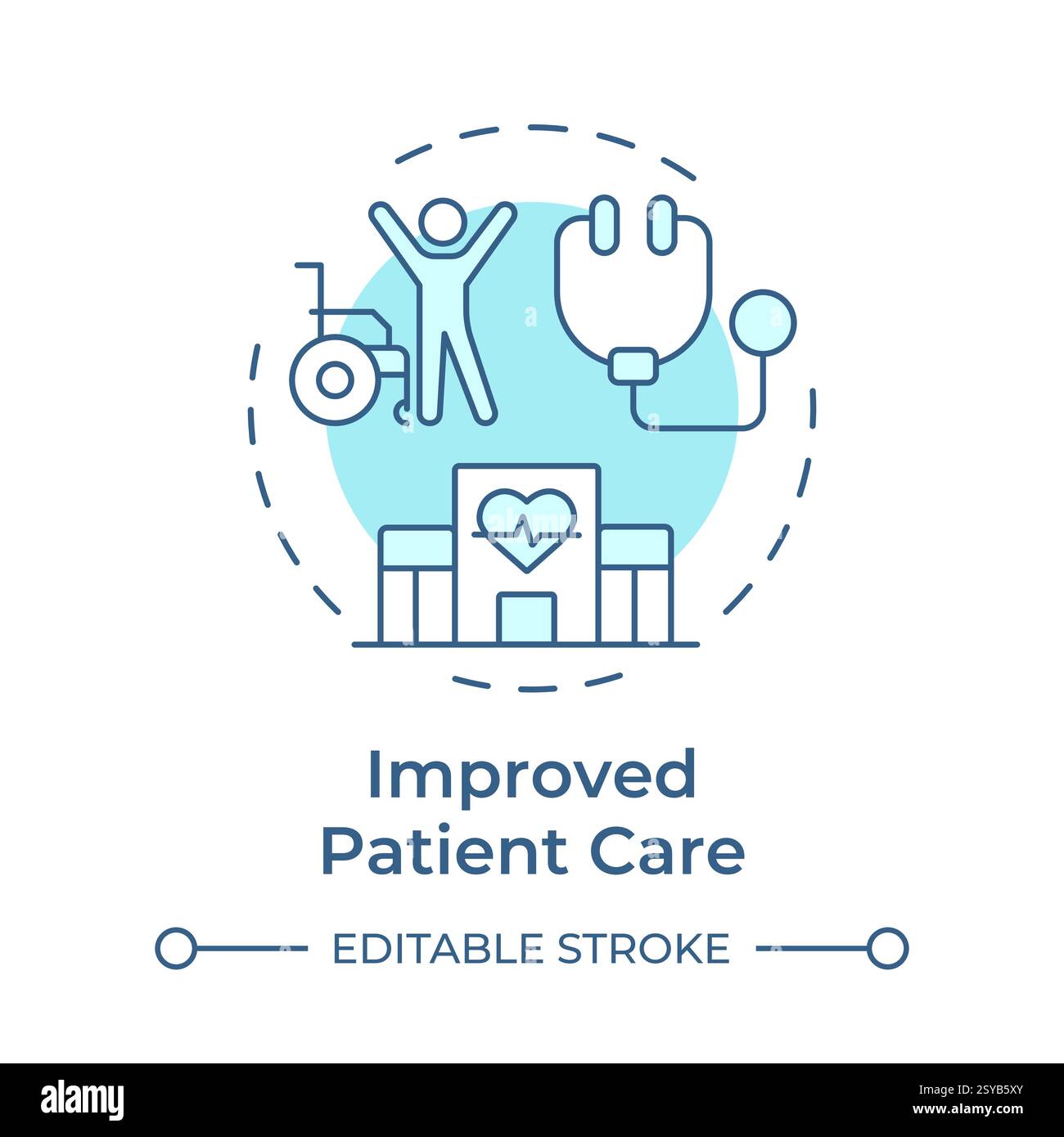 Improved patient care soft blue concept icon Stock Vector