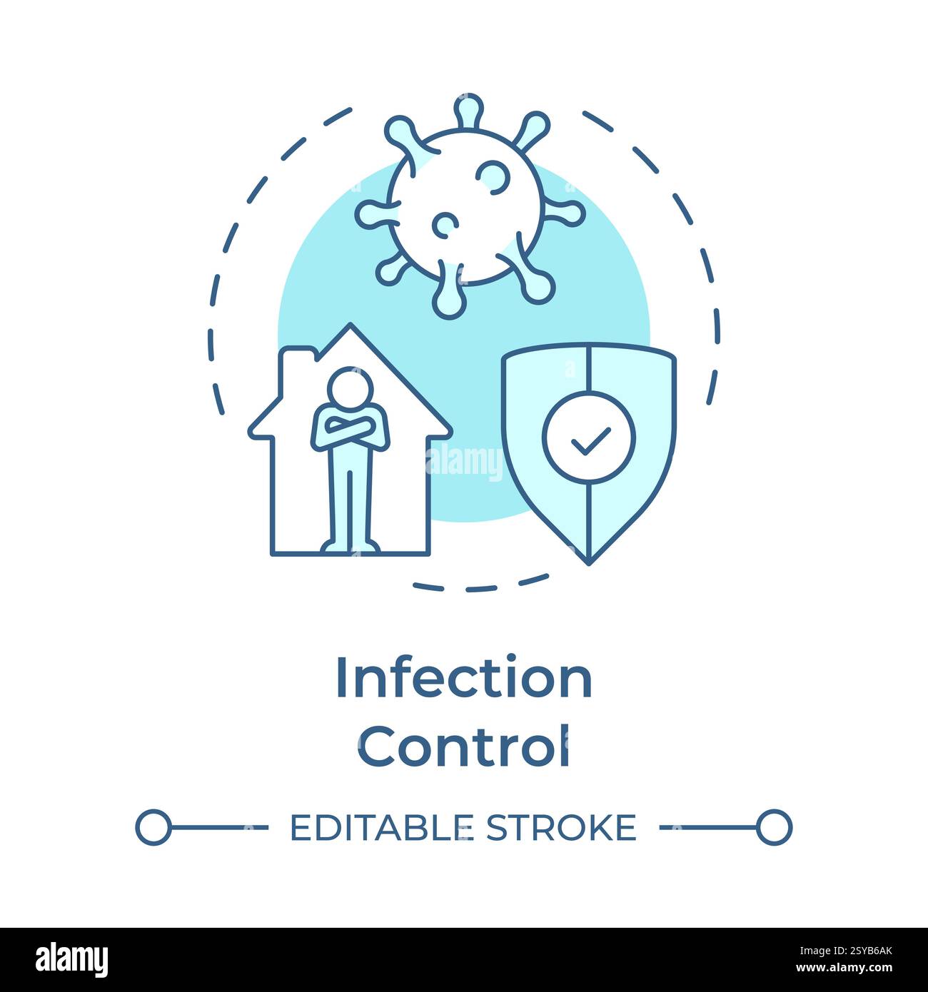 Infection control soft blue concept icon Stock Vector