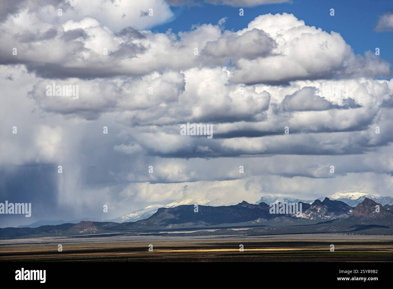 Wild thunderstorm and rain clouds over Highway 50, Loneliest Road in America, Ely, Nevada, USA, North America Stock Photo