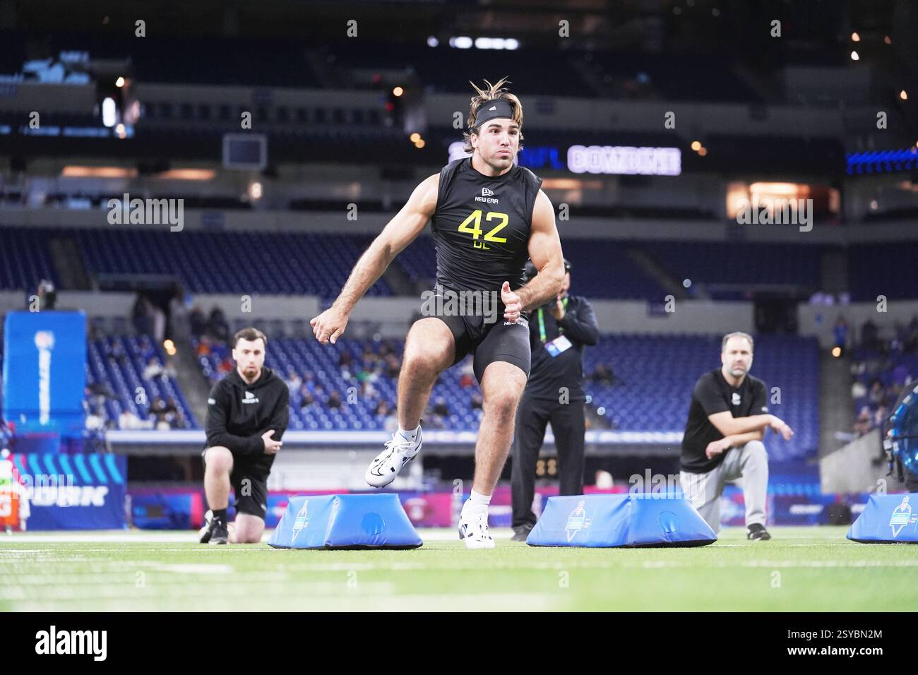Tyler Baty BYU defensive lineman Tyler Batty runs a drill at the NFL football ...