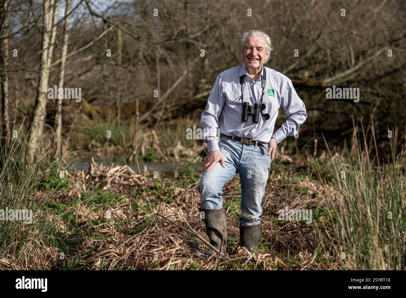 Natural England chairman, Tony Juniper, at the beaver wetlands area near Cullompton, Devon. The Government is giving the green light to wild releases of beavers in England, in a 'critical milestone' for efforts to restore nature. Picture date: Monday February 24, 2025. Stock Photo