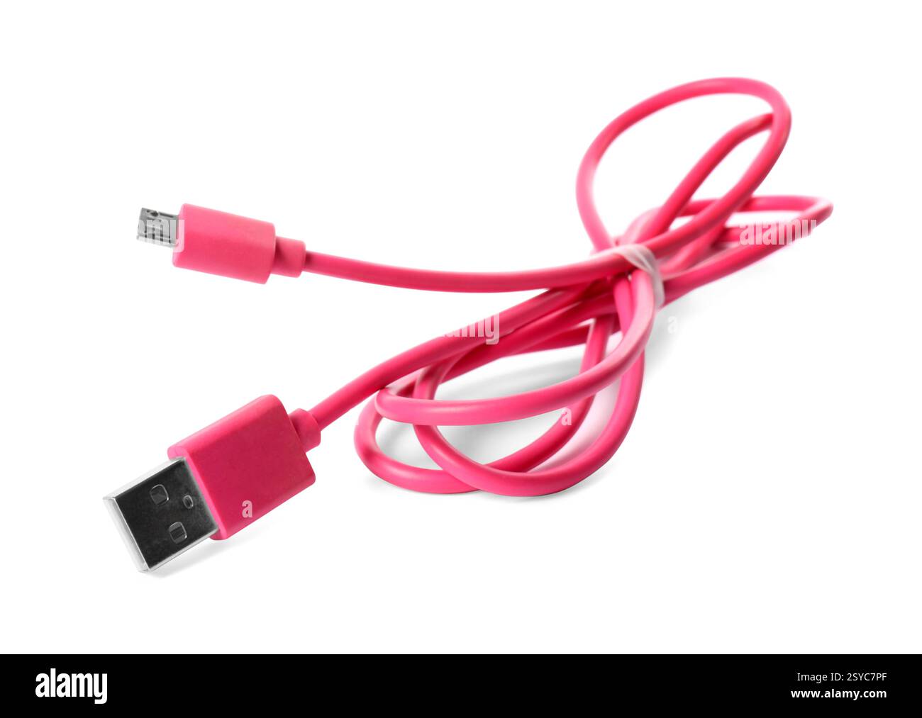 Pink USB charge cable isolated on white Stock Photo - Alamy