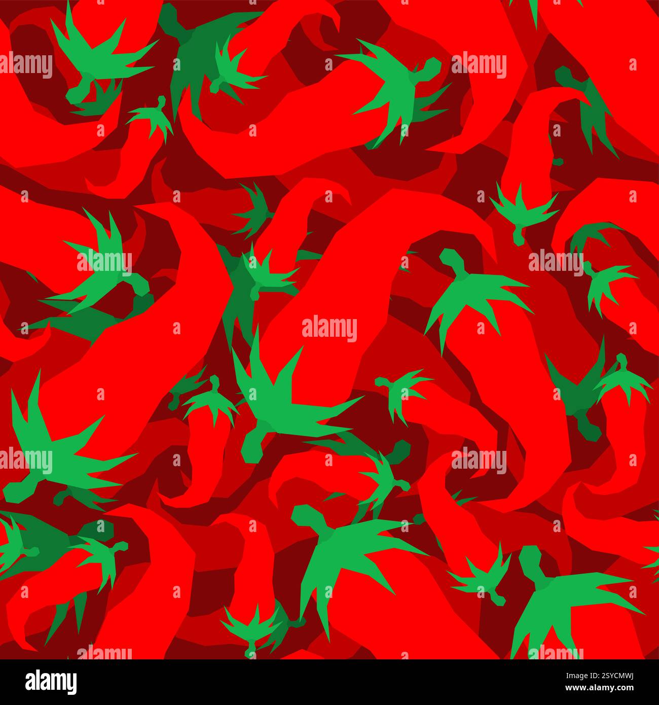 hot red pepper pattern seamless. Very hot chili pepper background Stock Vector
