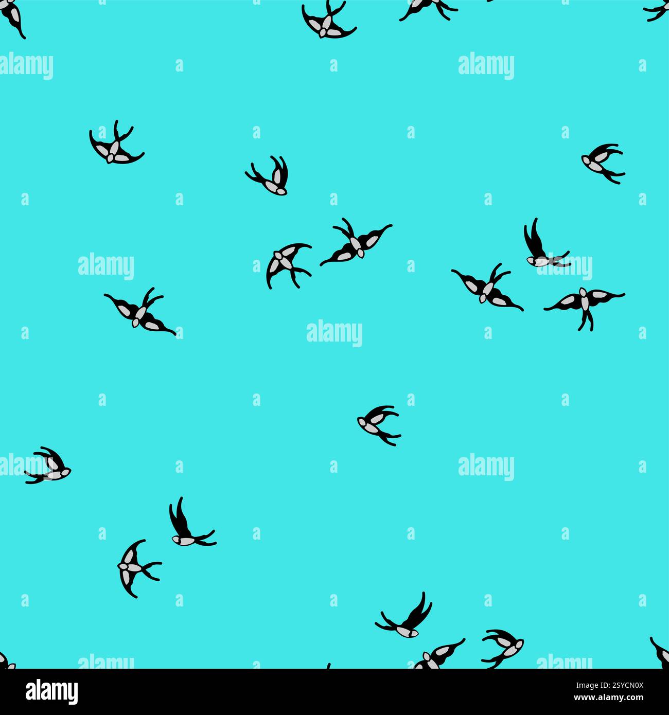 Swallows pattern seamless. Swallow background. Baby fabric background Stock Vector