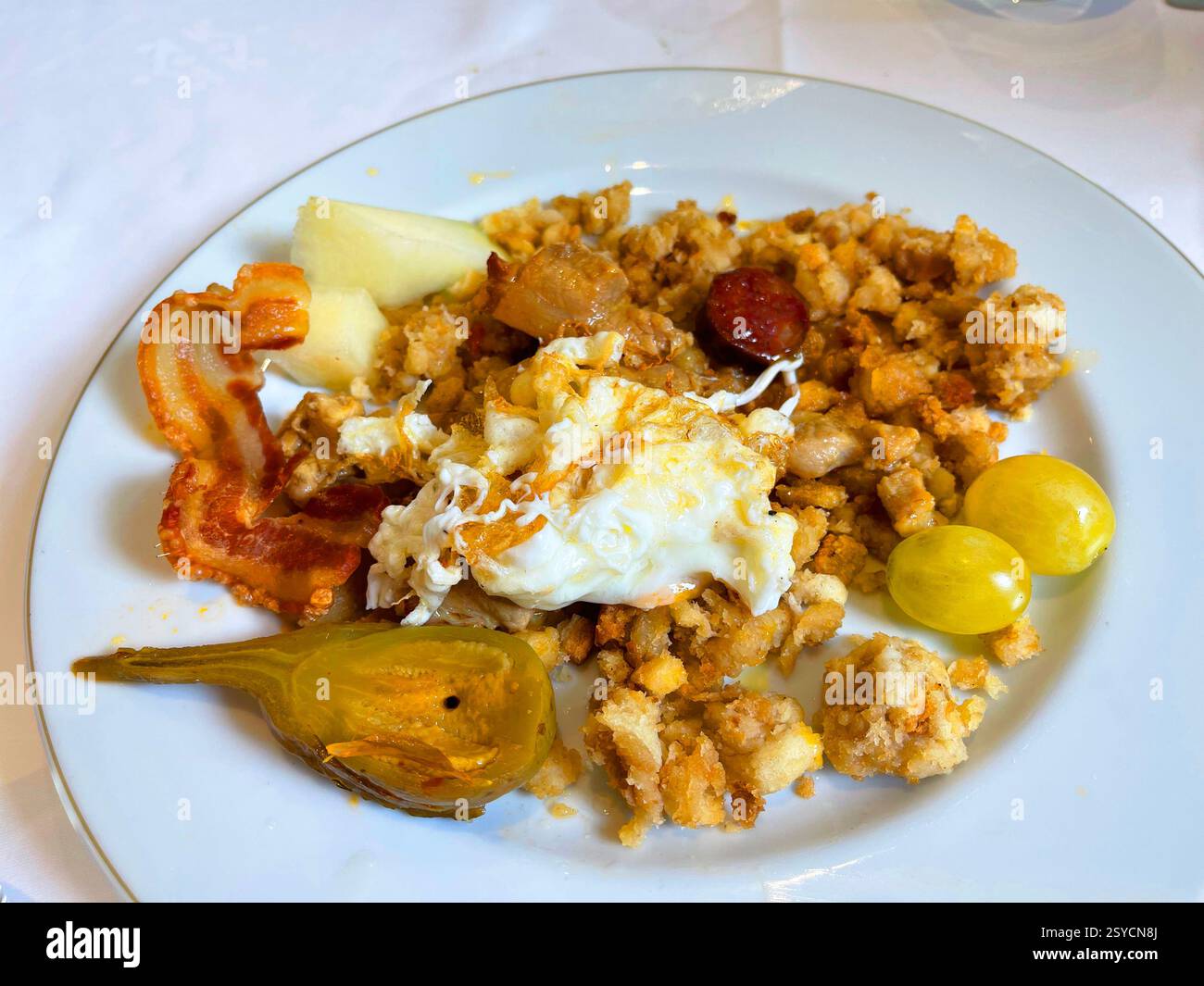 Migas serving. La Mancha, Spain. - Smartphone Captured Stock Image
