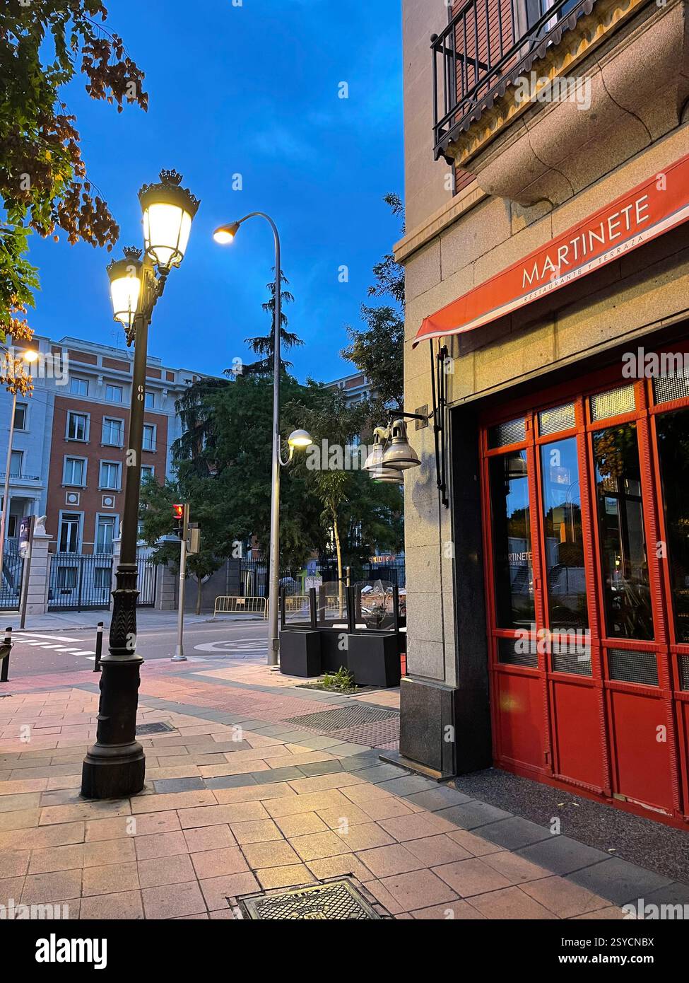 Corner, night view. Marques de Salamanca Square, Madrid, Spain. - Smartphone Captured Stock Image