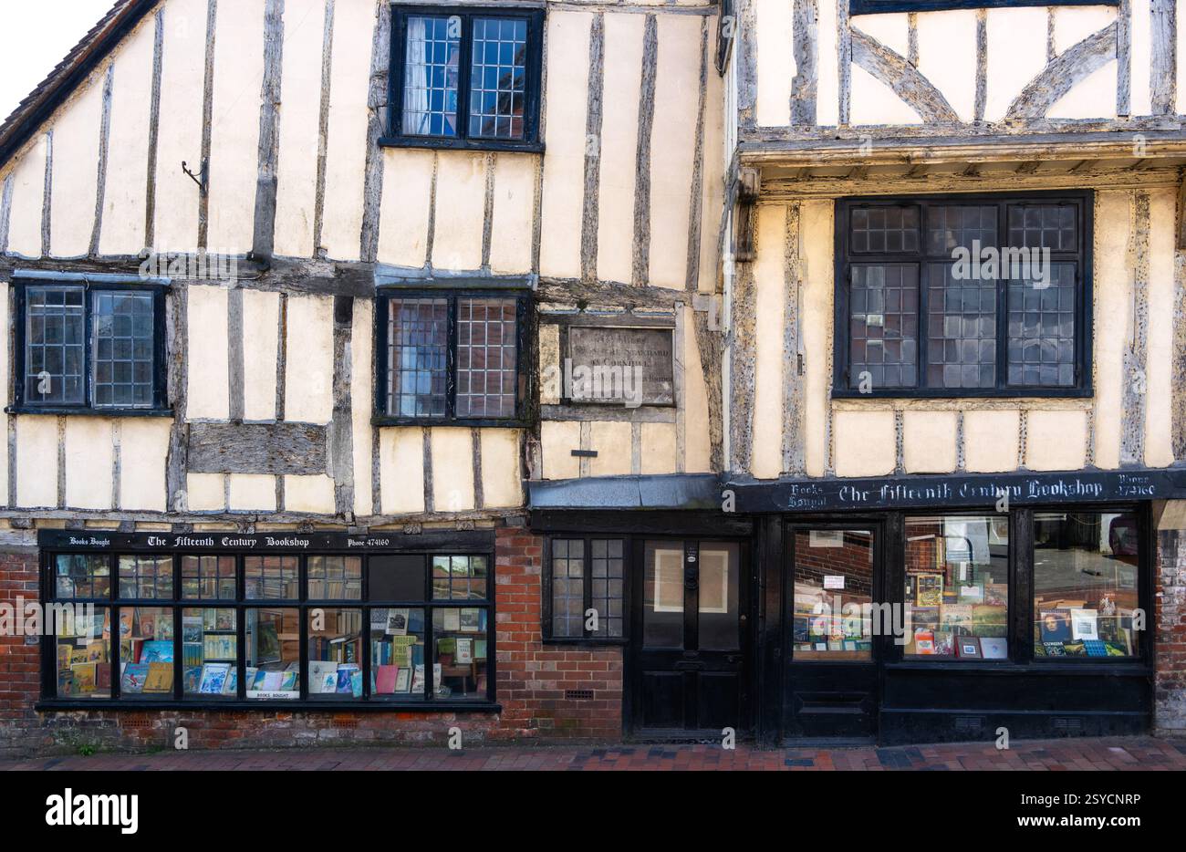 The Fifteenth Century Bookshop in Lewes High Street, Lewes, East Sussex, England Stock Photo
