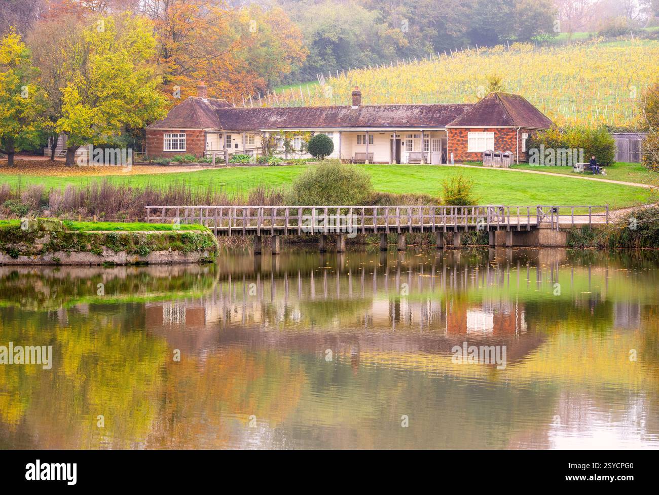 Autumn reflections in Bodiam, near Robertsbridge in East Sussex, England Stock Photo